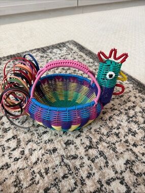 Multicolor Woven Chicken Basket